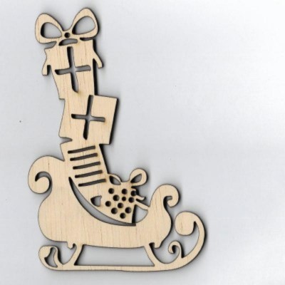 Ξύλινο Διακοσμητικό Έλκηθρο με Δώρα 12,7X8,7cm_ERGO-495